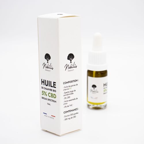 Huile CBD 5% Broad Spectrum Flacon 10 ml Nobilis